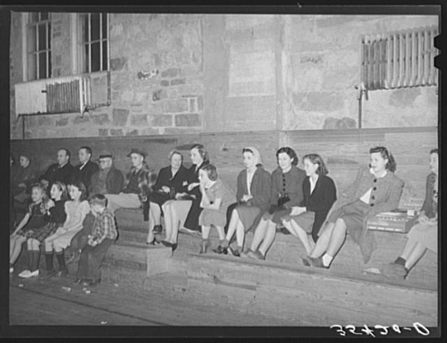 Spectators at basketball game at Eufaula, Oklahoma
