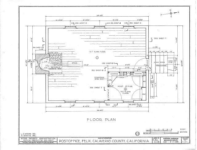 HABS CAL,5-FELI,1- (sheet 1 of 8) - Felix Post Office &...