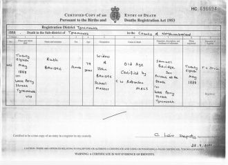Ruth Bavidge (Death Certificate), 1888