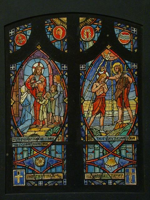[Design drawing for stained glass memorial window ("Dr....