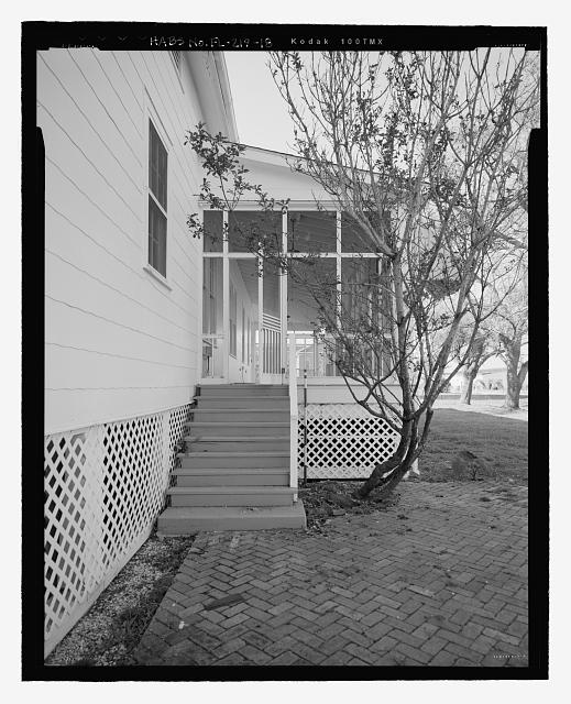 DETAIL OF ENTRY TO SCREEN PORCH ON WEST SIDE FACING SOUTH...