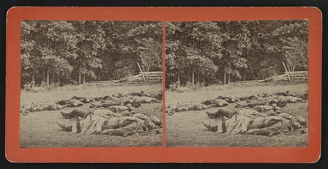 [Confederate dead gathered for burial at the southwestern...