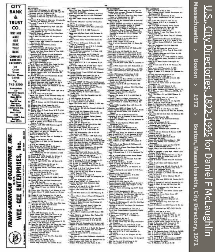Sybil Ann (Belmont) Mclaughlin--U.S., City Directories, 1822-1995 (1972)