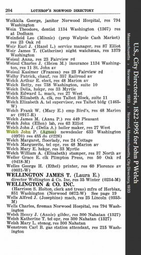 John Patrick Welch --U.S., City Directories, 1822-1995(1933)