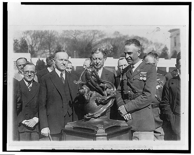 President Coolidge presents Collier trophy