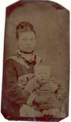 Unknown woman and baby