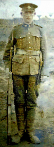 Herman Woodburn Astels, 889701, Private,  189th Battalion, Valcartier, Quebec,  1916 (enhanced photo)