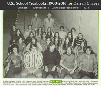 Darrah Perry Chavey--U.S., School Yearbooks, 1900-2016 Grand Blanc High School (1972) Student Council