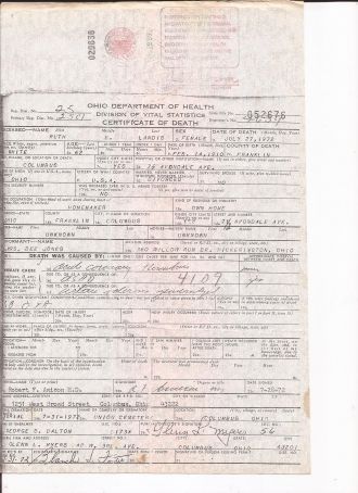Ruth E Landis Death Certificate