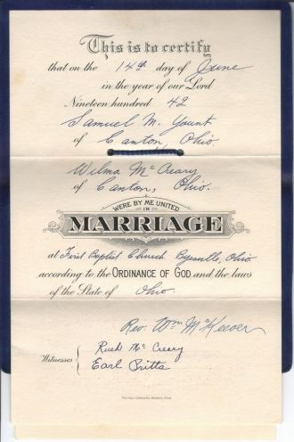 Sam and Wilma's Marriage License