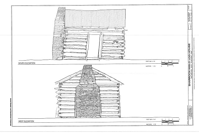 West & South Elevation - Sharrock-Niblo Farm, Log House,...