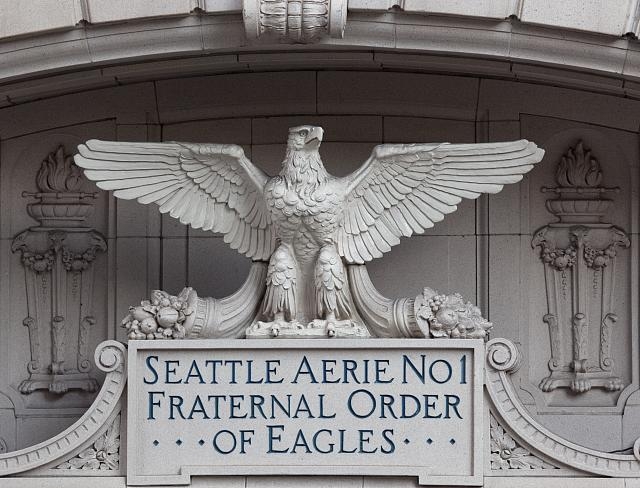 Aerie No. 1, Fraternal Order of Eagles building detail,...