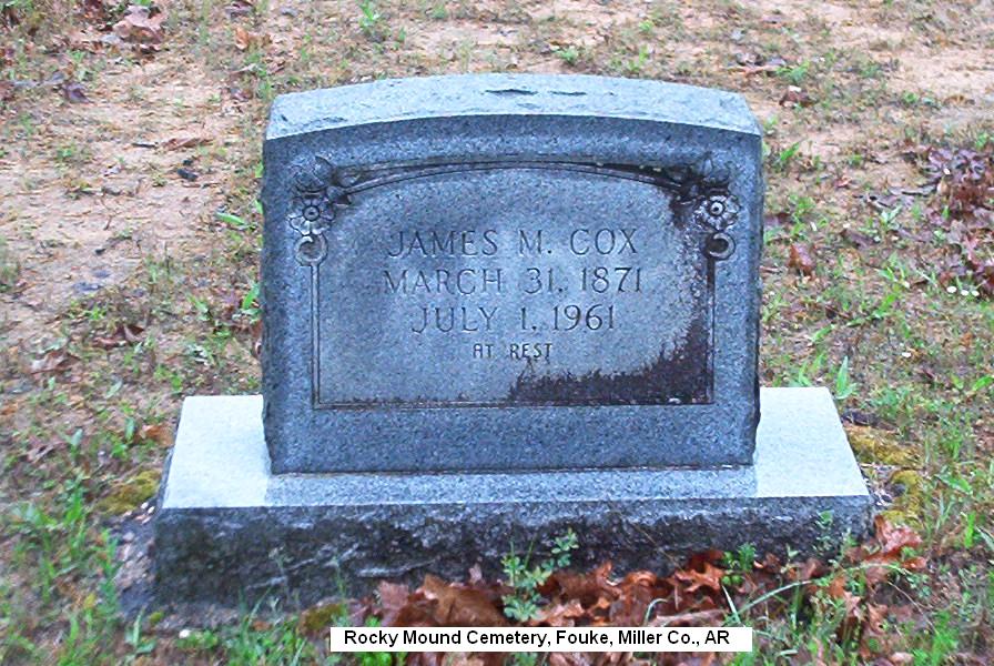 Head Stone of James Madison Cox