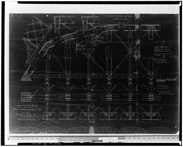 28. TRUSS MEMBER DETAILS AND ELEVATION OF BRIDGE - East...