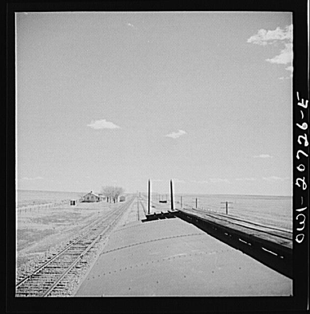 Encino, New Mexico. Passing a section house along the...