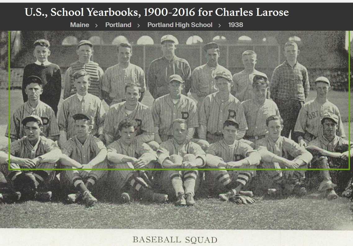 Charles William LaRose--U.S., School Yearbooks, 1900-2016(1938)baseball a