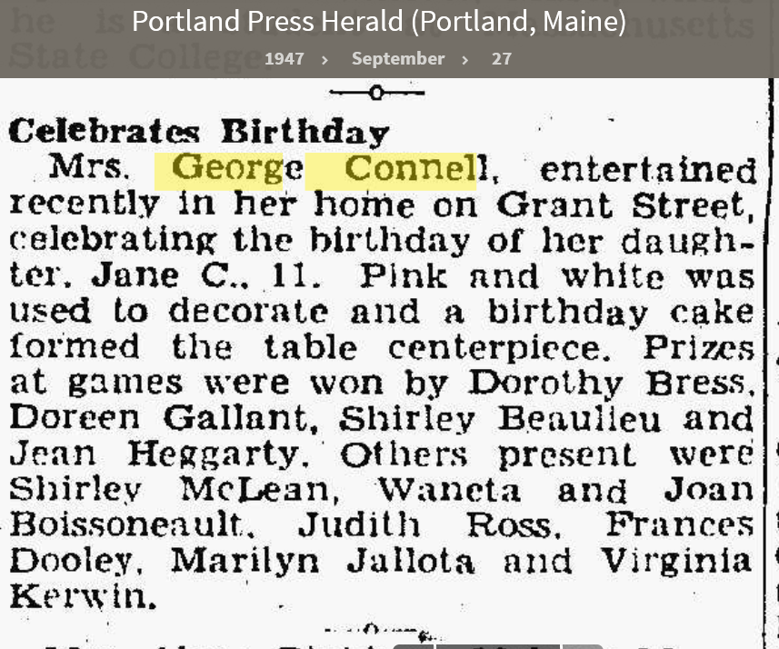 Louise Marie Hagen-Connell--Portland Press Herald (Portland, Maine) (27 sep 1947)