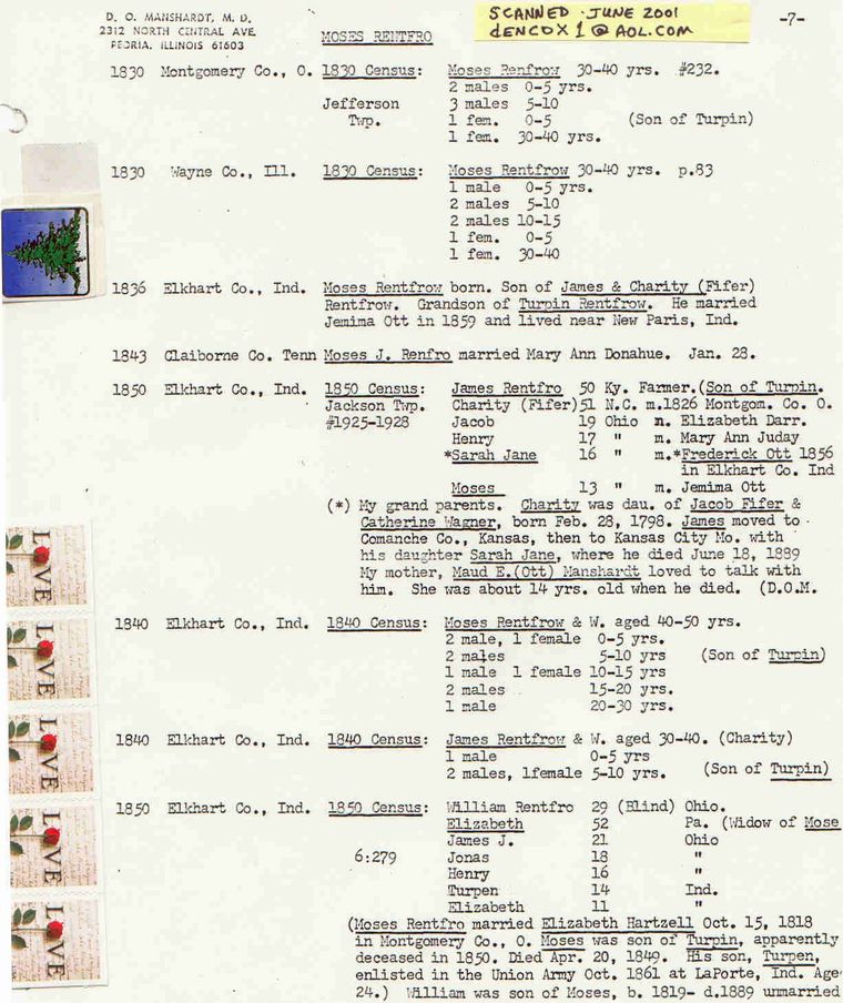 Moses Rentfro records (7of7)- D. O. Manschardt, MD