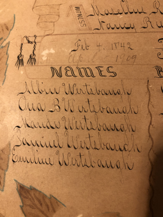 Wertsbaugh family Certificate