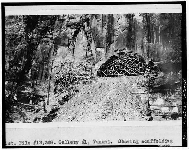 35. CONSTRUCTION OF GALLERY NO. 1 SHOWING SCAFFOLDING IN...