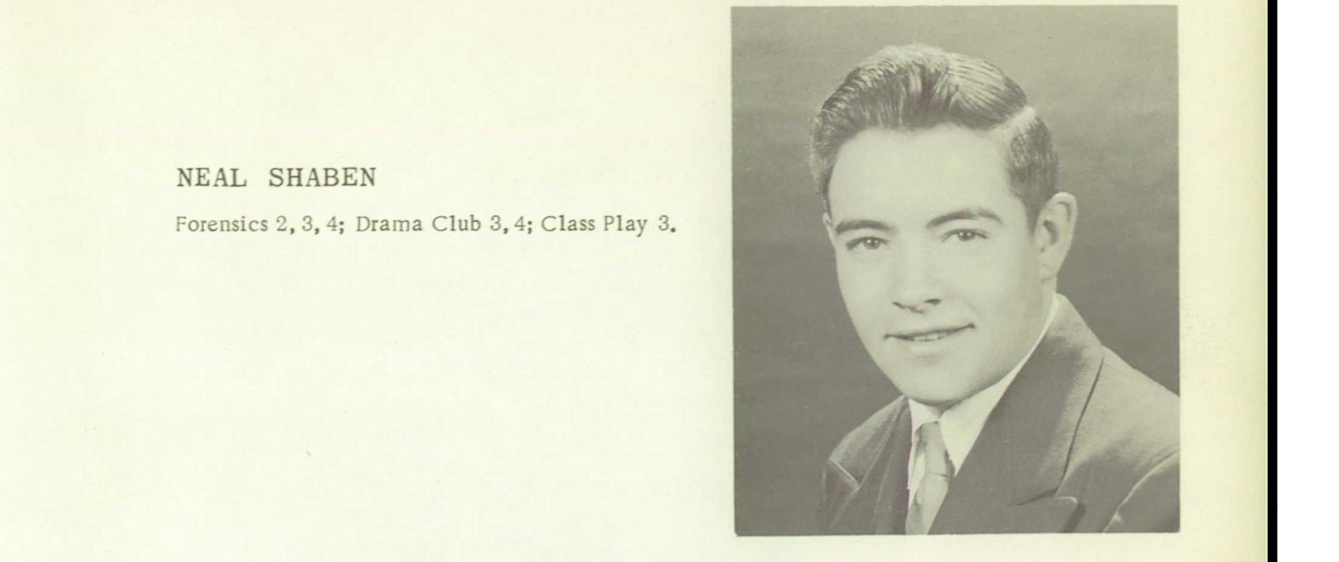 Neal Orvie Shaben--U.S., School Yearbooks, 1900-1999(1959)