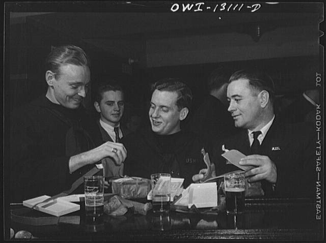 New York, New York. Merchant seamen's Christmas party at...
