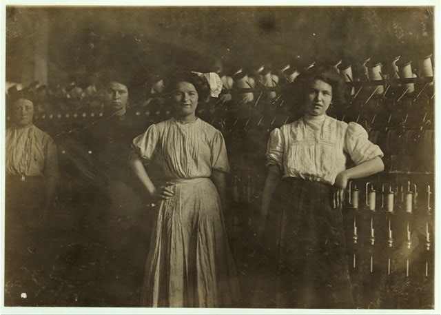 Doffer girls in Brookside Worsted Mills. Westford, Mass....