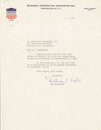 Cornelius Vanderbilt letter