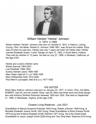 William Herbert Johnson 1874-1958 also known as Grandpa Johnson
