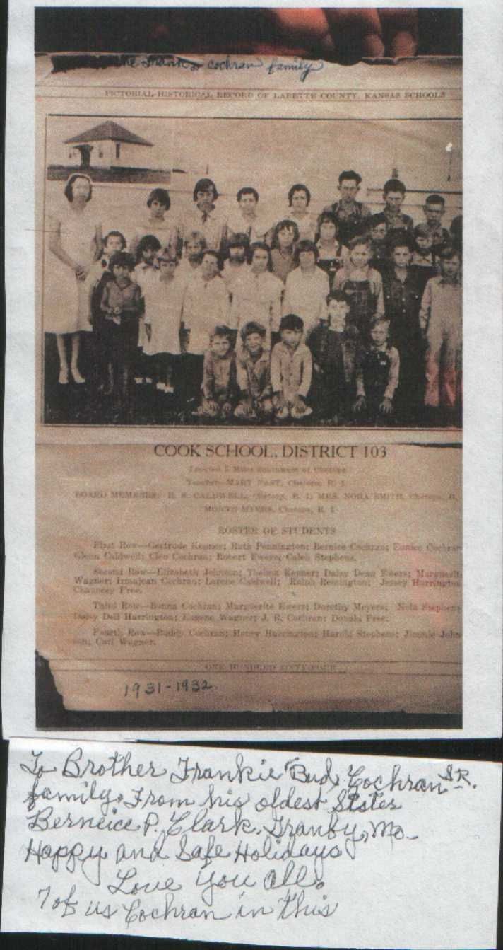 Cooke School 1931 Labette County Kansas