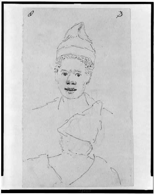 [Head of Negro man wearing cap, front and back view]