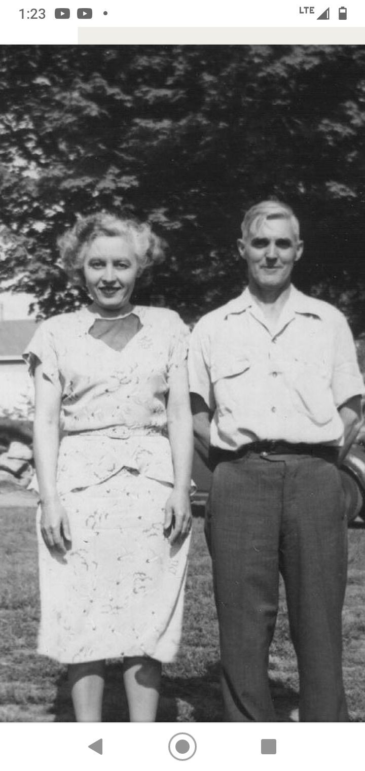 Viola Steiner 1949 with husband George Edgar Steiner, Sr. visiting his family in Ashaway,RI.