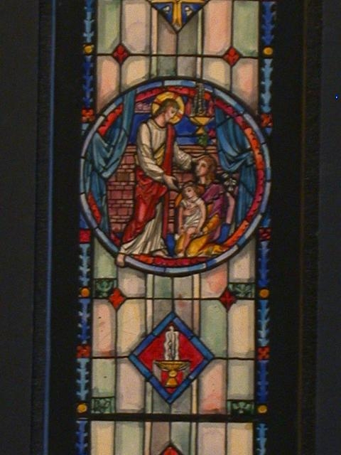 [Design drawing for stained glass window with Christ...