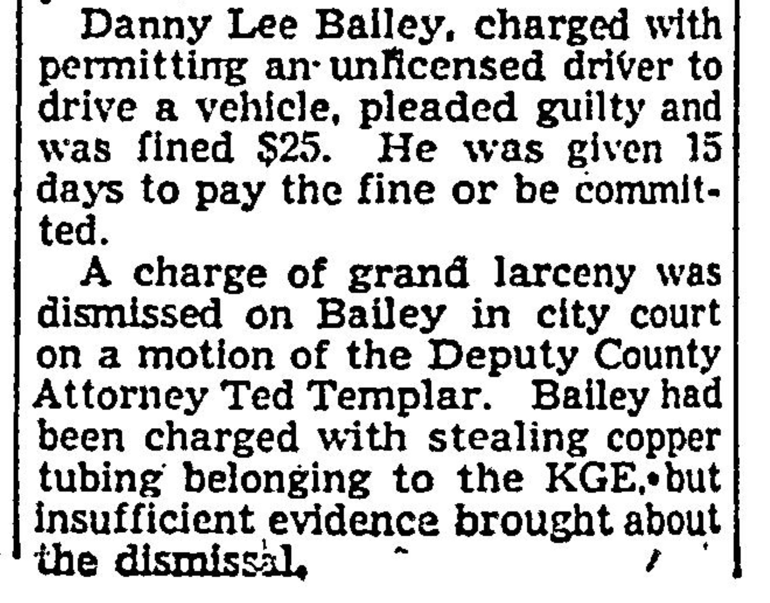 Daniel  Lee Bailey - Fined
