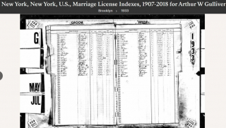 Arthur Wadleigh Gulliver--New York, New York, U.S., Marriage License Indexes, 1907-2018(1933)