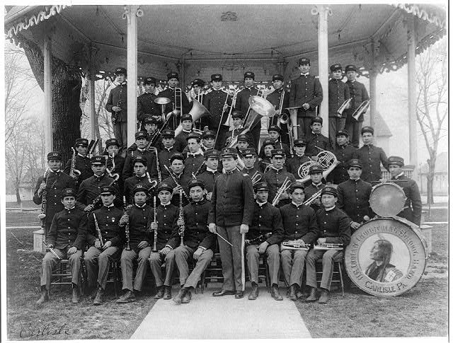 [Carlisle Indian School, Carlisle, Pa. Band posed at the...