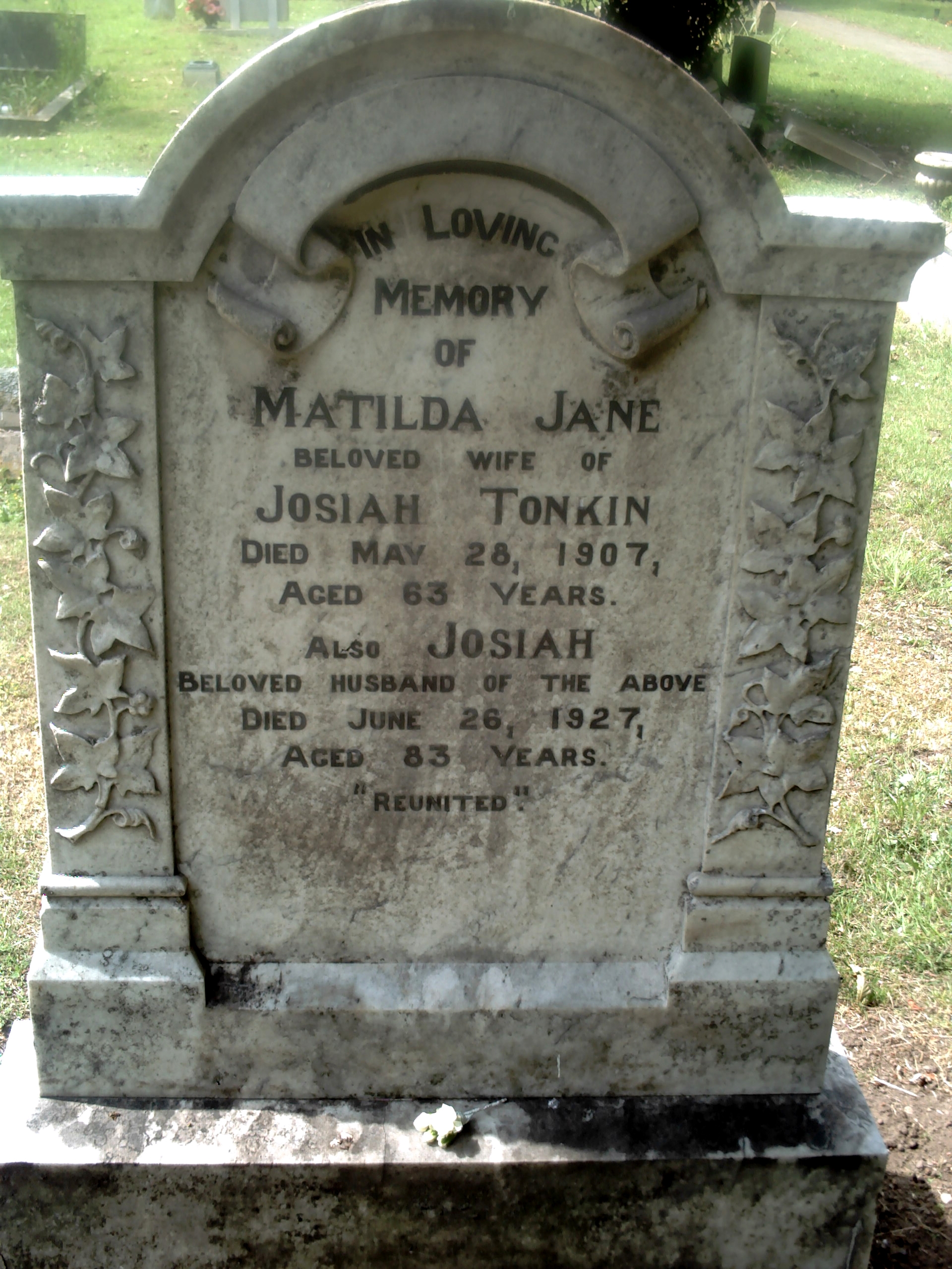 Matilda & Josiah Tonkin gravesite