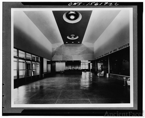 Dam Reception Chickamauga Dam and powerhouse. Reception room, looking...