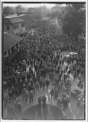 Crowds of people. Crowd leaving Griffith Stadium