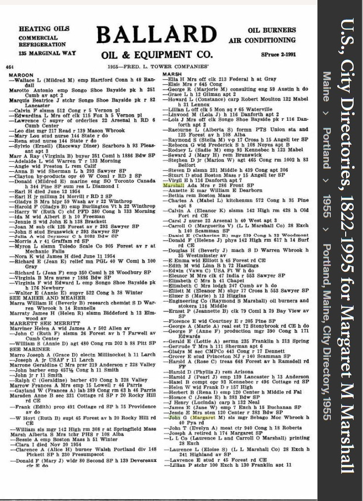 Margaret Mary (Honan) Marshall--U.S., City Directories, 1822-1995(1955)