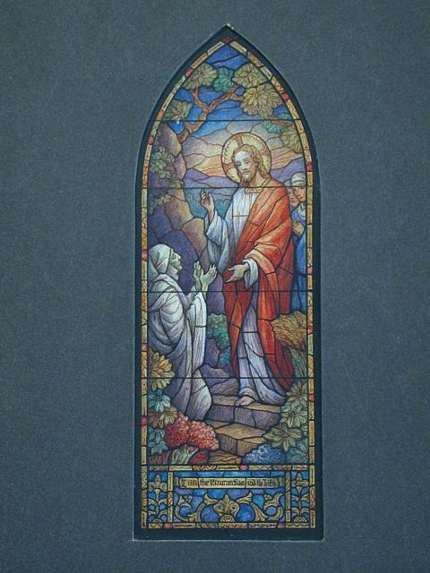 [Design drawing for stained glass window showing beatific...