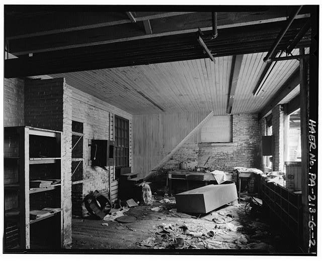 Building G interior looking north showing stairway to...