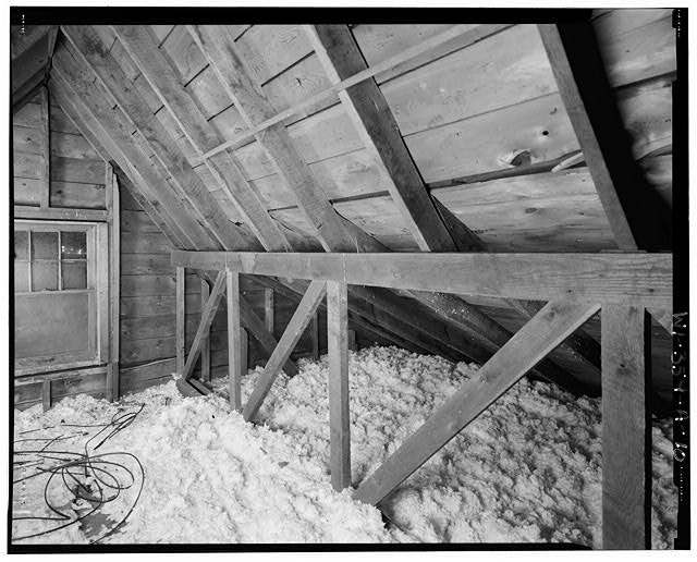 10. INTERIOR VIEW OF STRUCTURAL SYSTEM IN ATTIC LOOKING...