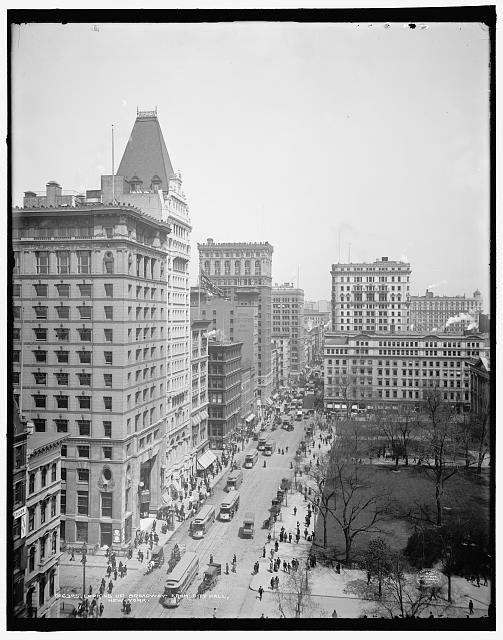 Looking up Broadway from City Hall, New York