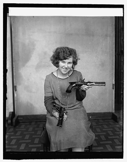 Grace Stockman of Natl. Museum with Andrew Jackson pistols