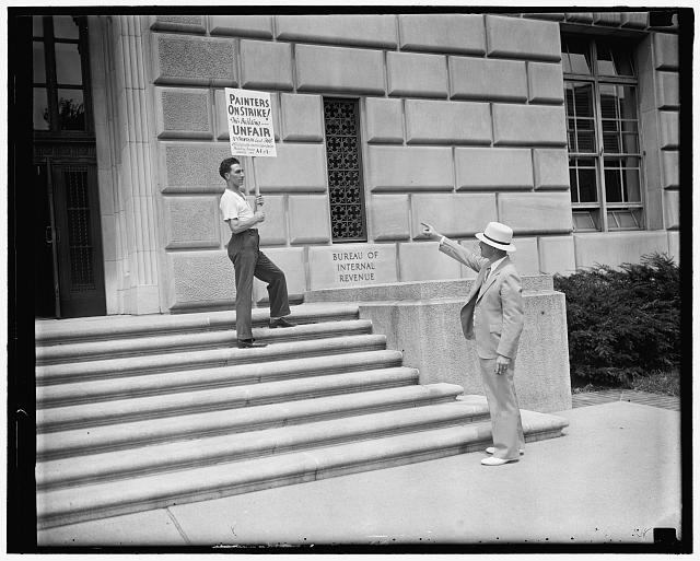 Painters go on stike at new Internal Revenue building....