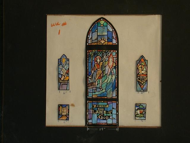 [Design drawing for stained glass window showing Advent...