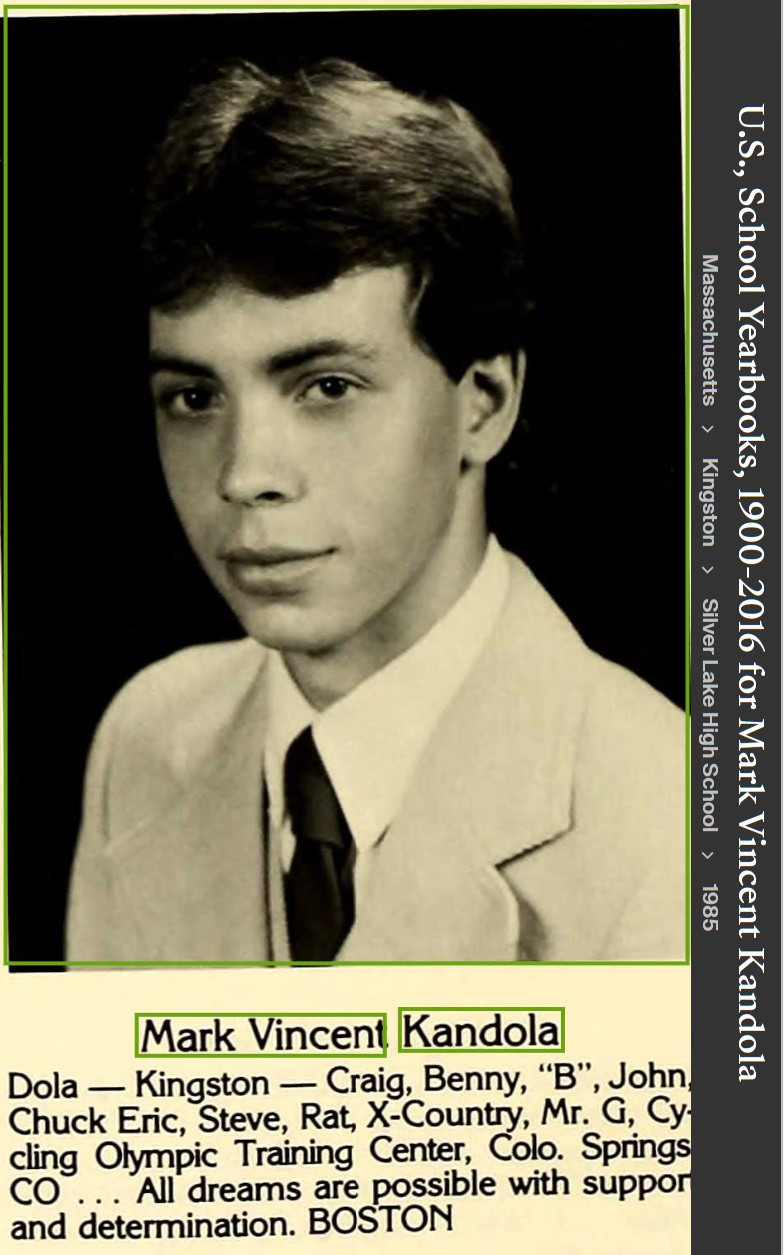 Mark Vincent Kandola--U.S., School Yearbooks, 1900-2016(1985)