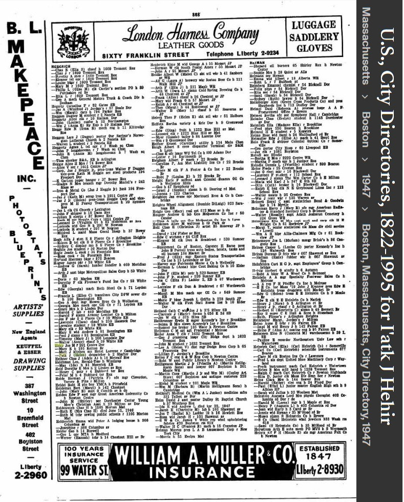 Patrick James Hehir jr--U.S., City Directories, 1822-1995(1947)