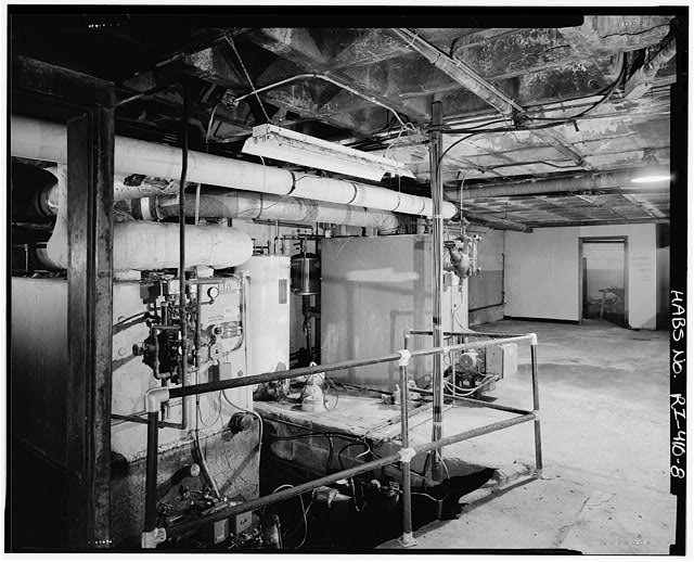 8. Interior view of basement, facing north, towards...